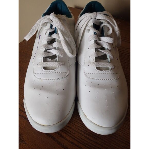 Barnswick Bowling Women's Shoe 8M Crusader White Leather White Green Purple - Picture 2 of 9